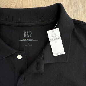 GAP Men's Organic Cotton Knit Polo Size L Black, New with Tags